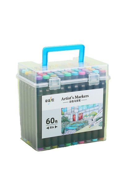 DAMUR Set de 60 de markere, Inovație, pe bază de alcool, Markere pentru artiș...