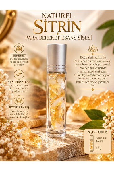 OSMANLI DOĞAL TAŞ Sertifikalı Naturel Sitrin Para Bereket Esans Yağ Şişesi