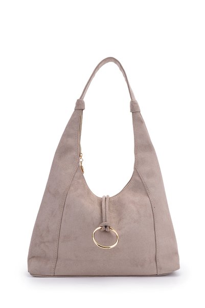 minebag Ring-Detail Suede Women's Emerson Hobo Shoulder Bag