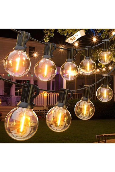 Generic Festoon Lights Outdoor, 15.2M/50FT 25 Bulbs+1 Spares G40 LED Outdoor ...