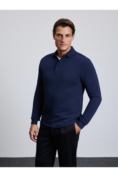 Cacharel Navy Blue Regular Fit Sweatshirt 50333201-VR033