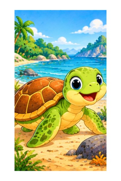 Gabcom Puzzle pentru copii cu Broasca Testoasa – 4 piese , 10x10cm , Puzzle E...