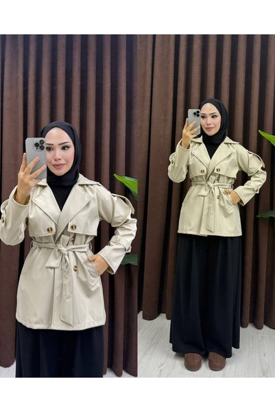 moda acar KADIN KISA KEMERLİ TRENÇKOT