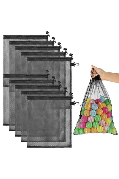 Generic Brand Σετ 12 Διχτυωτών Σακουλών με Κορδόνι - 40 x 35 εκ. - Επαναχρησι...