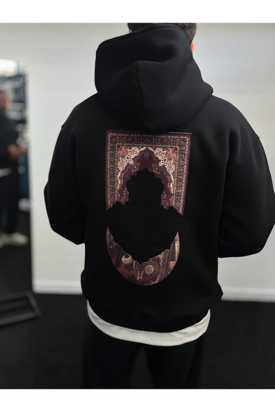 BYBASICMAN Hanorac cu glugă și patch-uri, de culoare neagră, SW-5272