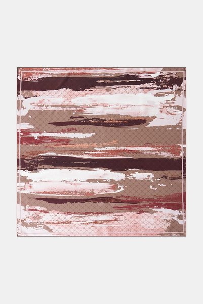 Kayra Brush-Effect Silk Twill Scarf in Taupe Color