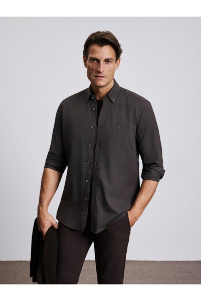 Cacharel Dark Brown Regular-Fit Long-Sleeve Shirt 50333159-VR084