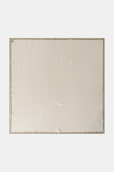 Kayra Geometric Patterned Silk Twill Scarf Ada Tea