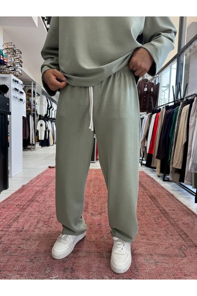 BYBASICMAN Green Corded Fabric Slim-Fit Baggy Pants TW-7065