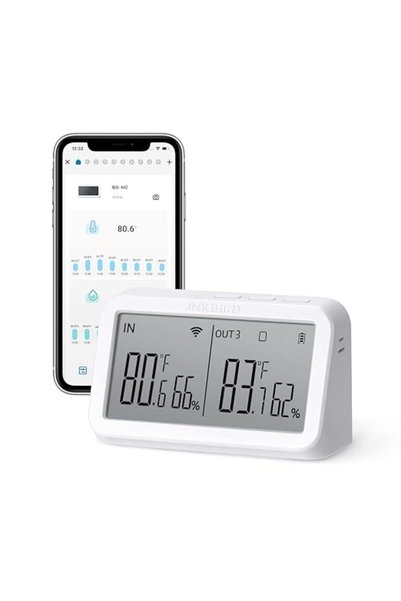 INKBIRDPLUS بوابة واي فاي INKBIRD IBS-M2 مع مستشعر درجة الحرارة والرطوبة، تحك...