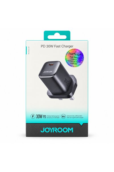 Joyroom شاحن حائط سريع بقوة 30 واط، بتقنية PD، ومنفذ USB-C، قابس بريطاني، بال...