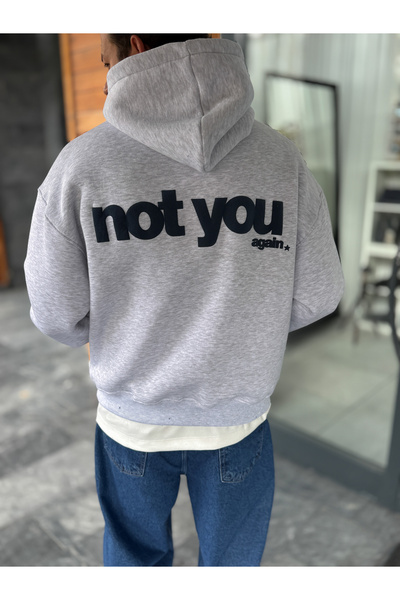 BYBASICMAN Hanorac cu glugă și imprimeu „Gri Not You” PM-111