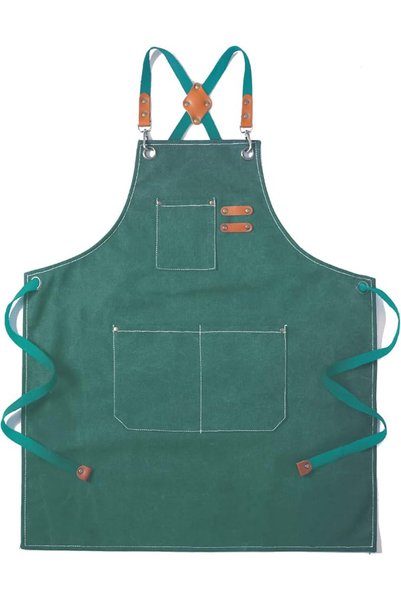 Tosewever Canvas Cross Back Chef Cotton Aprons for Men Women with Large Pockets