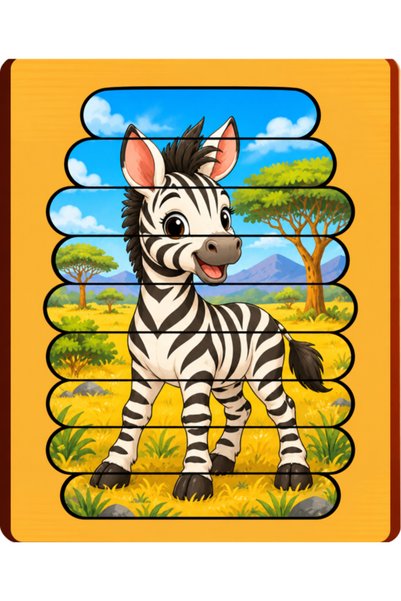 Gabcom Puzzle pentru copii cu Zebra – 9 piese , 29x21cm , Puzzle Educativ cu ...