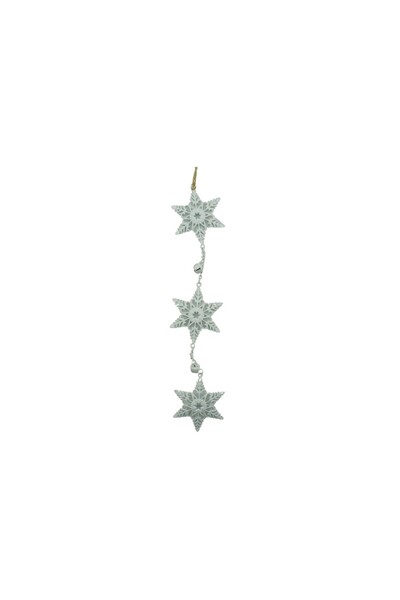 Generic Brand Ornament de brad trei fulgi de nea, alb, metal, 30 cm