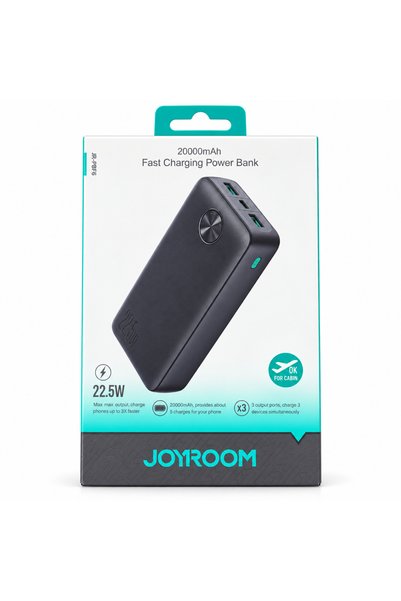 Joyroom JR-PBF6، بنك طاقة بسعة 20000 مللي أمبير وشحن سريع بقوة 22.5 واط - أسود