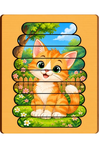 Gabcom Puzzle pentru copii cu Pisica – 9 piese , 29x21cm , Puzzle Educativ cu...