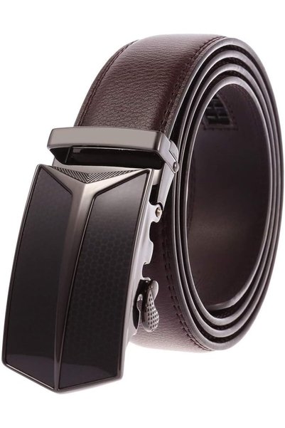 Generic Mens Leather Belt, Checkerboard Embossed Genuine Leather Belt With Pi...