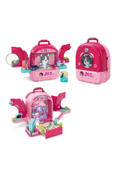 DAMUR 3-in-1 Toy Backpack Set 997-1, Dog Hospital, Veterinarian, 59 Pieces - ...