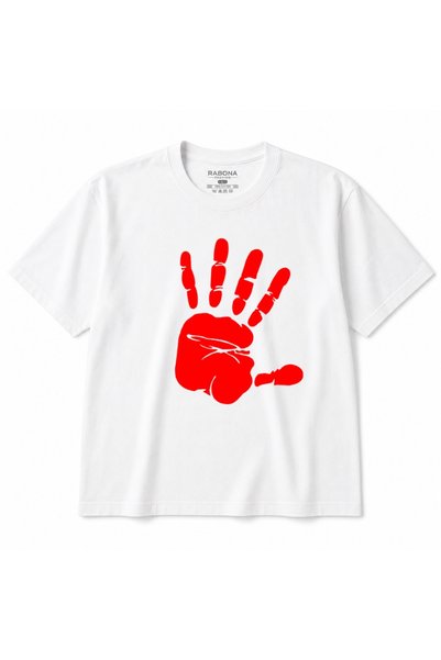 Rabona Fashion Red Handprint – T-shirt από βαμβάκι με τολμηρό, μινιμαλιστικό ...