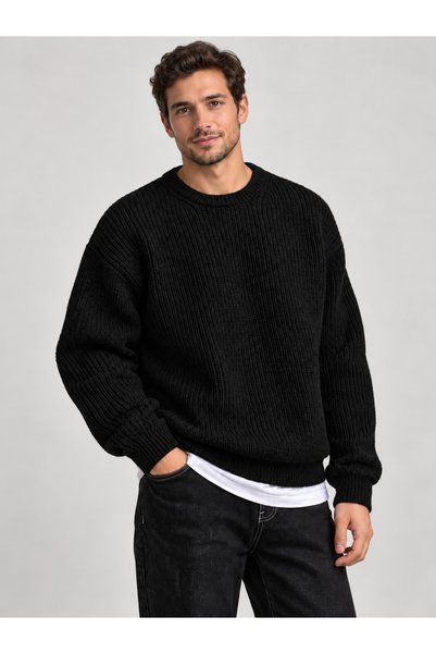 FAVORİST Basic Oversized Men's Winter Knit Sweater ZS-1
