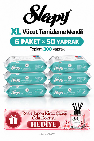Sleepy XL Body Cleansing Wipes 6-Piece Mega Set 50 Sheets - Rosie Room Fragra...