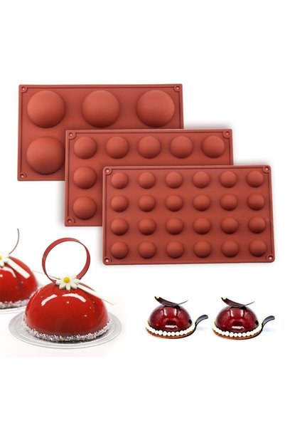 Generic Brand Комплект от 3 силиконови форми за полусфери, форми за шоколад, ...