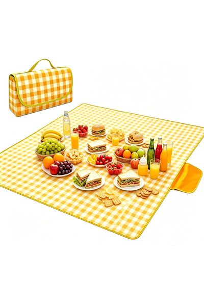 Generic Brand Αδιάβροχη κουβέρτα πικνίκ 200x200cm, κουβέρτα πικνίκ με κίτρινο...
