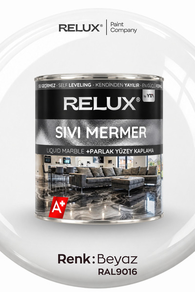 Relux Paint Sıvı Mermer Solventsiz Kokusuz Kendinden Yayılan Epoksi Zemin Kap...