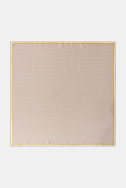 Kayra Geometric Patterned Silk Twill Scarf with Stones