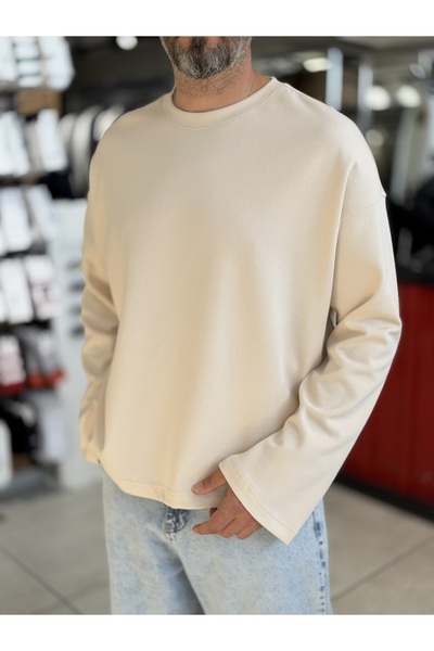 BYBASICMAN Μπεζ λεπτό basic oversized φούτερ ES-182