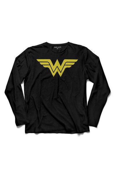 Kendim Seçtim Wonder Woman WW DC Comics Crepe Black Long-Sleeve T-Shirt