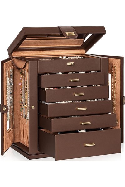 AKOZLIN 360° Rotating Jewelry Box 6-Tier Organizer Functional Jewelry Storage...