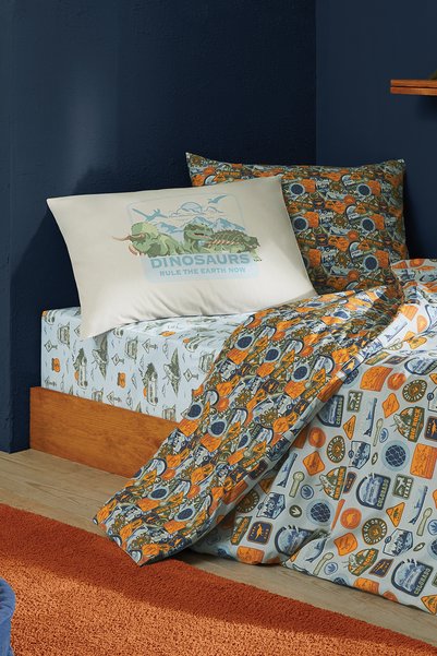 Puffy Jurassic World Dinosaurs 100% Cotton Licensed Single-Size Duvet Cover S...