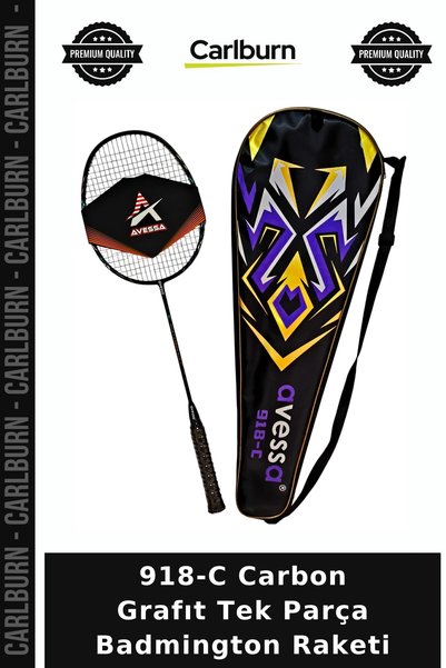 Carlburn Özel Seri 918-C Carbon Grafıt Tek Parça Badmington Raketi Raket Badminton Tekli