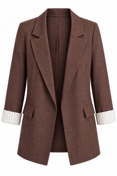 My Blog Striped Linen Blazer with Brown Lining - 2y9158