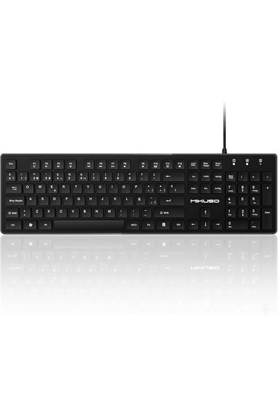 mikuso لوحة مفاتيح إسبانية سلكية USB - 105 مفتاحًا، تخطيط QWERTY ANSI مع Ñ