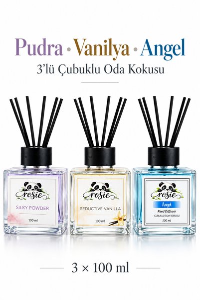 Rosie Pudra Vanilya Angel 3’lü Çubuklu Oda Kokusu Seti 100 ml