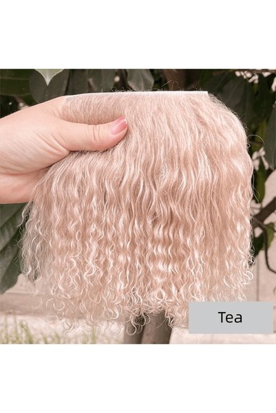 Choice Tea Cute Mongolia Fur Sheepskin Wool Hair Extensions Curly Texture DIY...