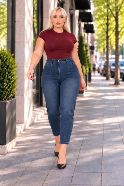 EYLÜLXXL MOM FIT JEANS PLUS SIZE HIGH-WAISTED JEANS