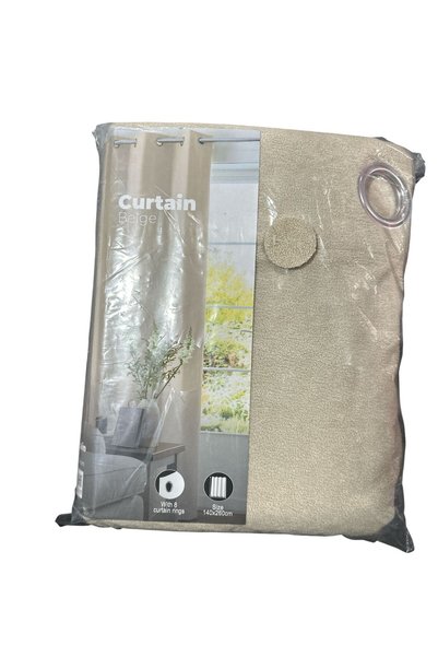 OEM Thick Beige Curtain 140x260 cm, 100% Polyester, Fleece Type, with Metal G...