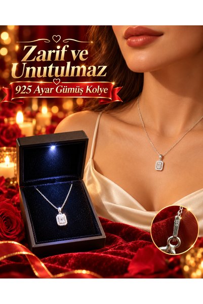 bijutaki size her şeyin en güzeli yakışır Baget Kolye Gümüş 925 Ayar IŞIKLI K...