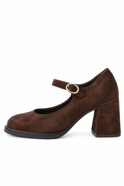 5in1Canpolat Brown Mary Janes Heeled Shoes 41209