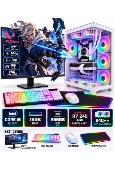 Apphirex AQUA X37 İntel Core İ5 3470 16GB Ram 256GB SSD R7 240 4GB 27'' 144Hz...