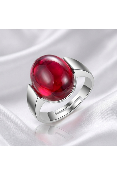 OEM Inel Red Stone Placat cu Argint S925 Reglabil