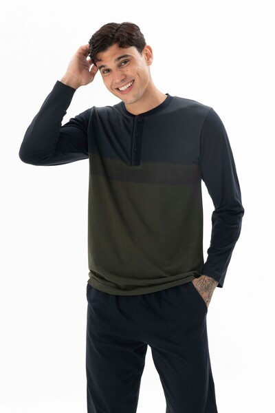 PJS Kly Midi-Neck Long-Sleeve Pajama Set DM26113