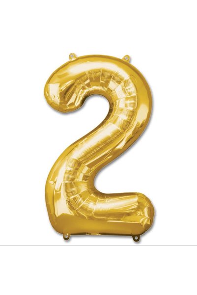 ToyLina Balon Toylino Numărul 2 – 1 m, Auriu metalic, Compatibil cu heliu, De...