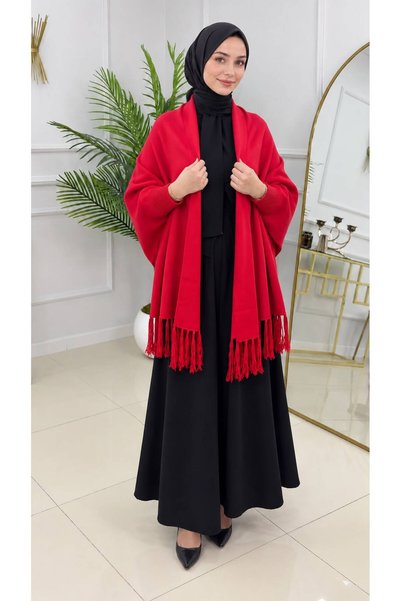 Sfg Life Moda معطف نسائي فضفاض من التريكو مع أطراف مزينة بالشراشيب وياقة مطوي...