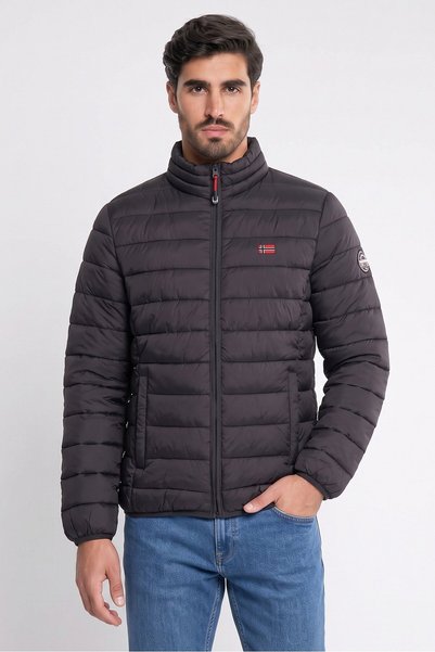 Geographical Norway Men Regular Fit Long Sleeve Puffer Quilted Jacket, Dark Grey