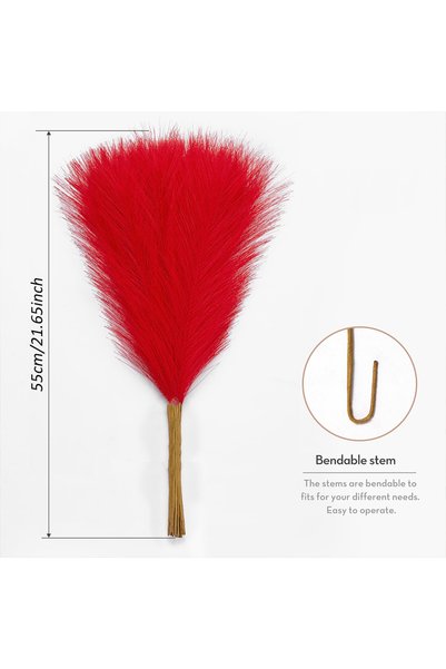 Choice 20pcs red 20PCS Artificial Faux Bulk Pampas Grass 55CM Boho Decor Flow...